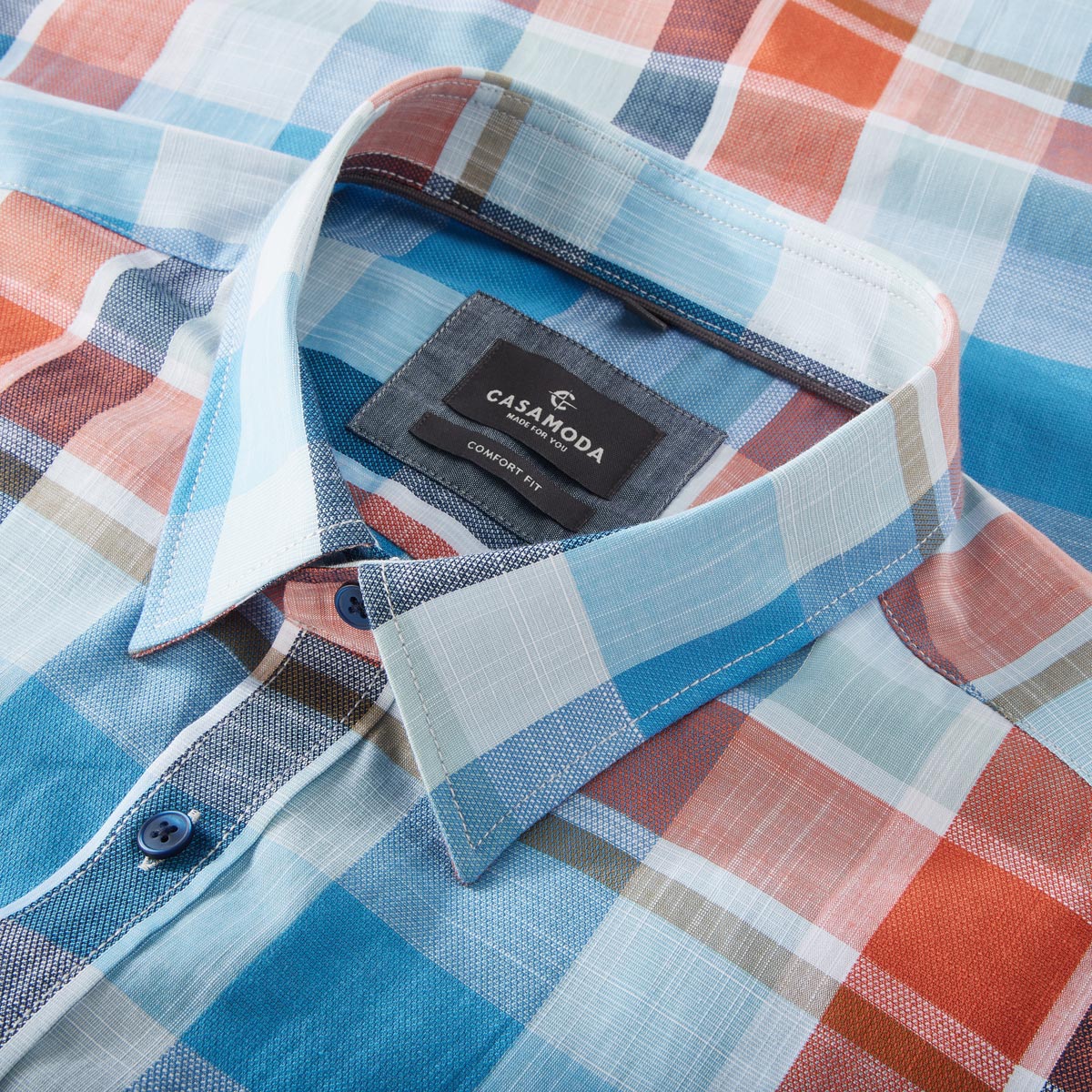 CASA MODA Freizeithemd mit Karomuster türkis