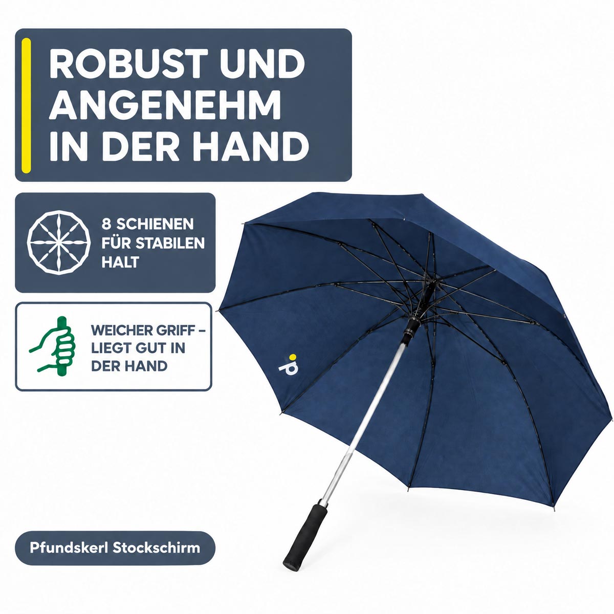 Pfundskerl Stockschirm mit Print, automatisch öffnend blau