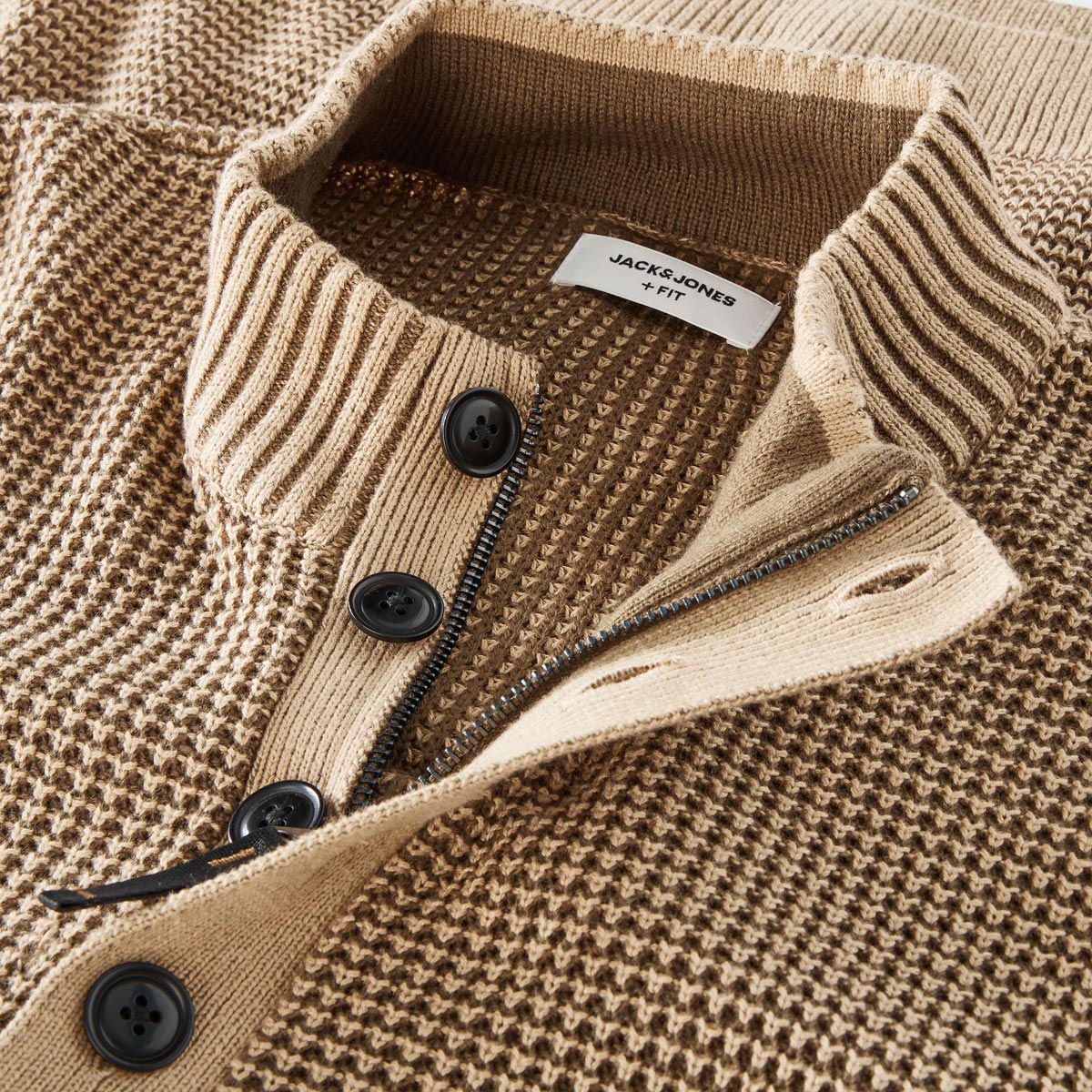 Jack&Jones Pullover mit Troyerkragen braun