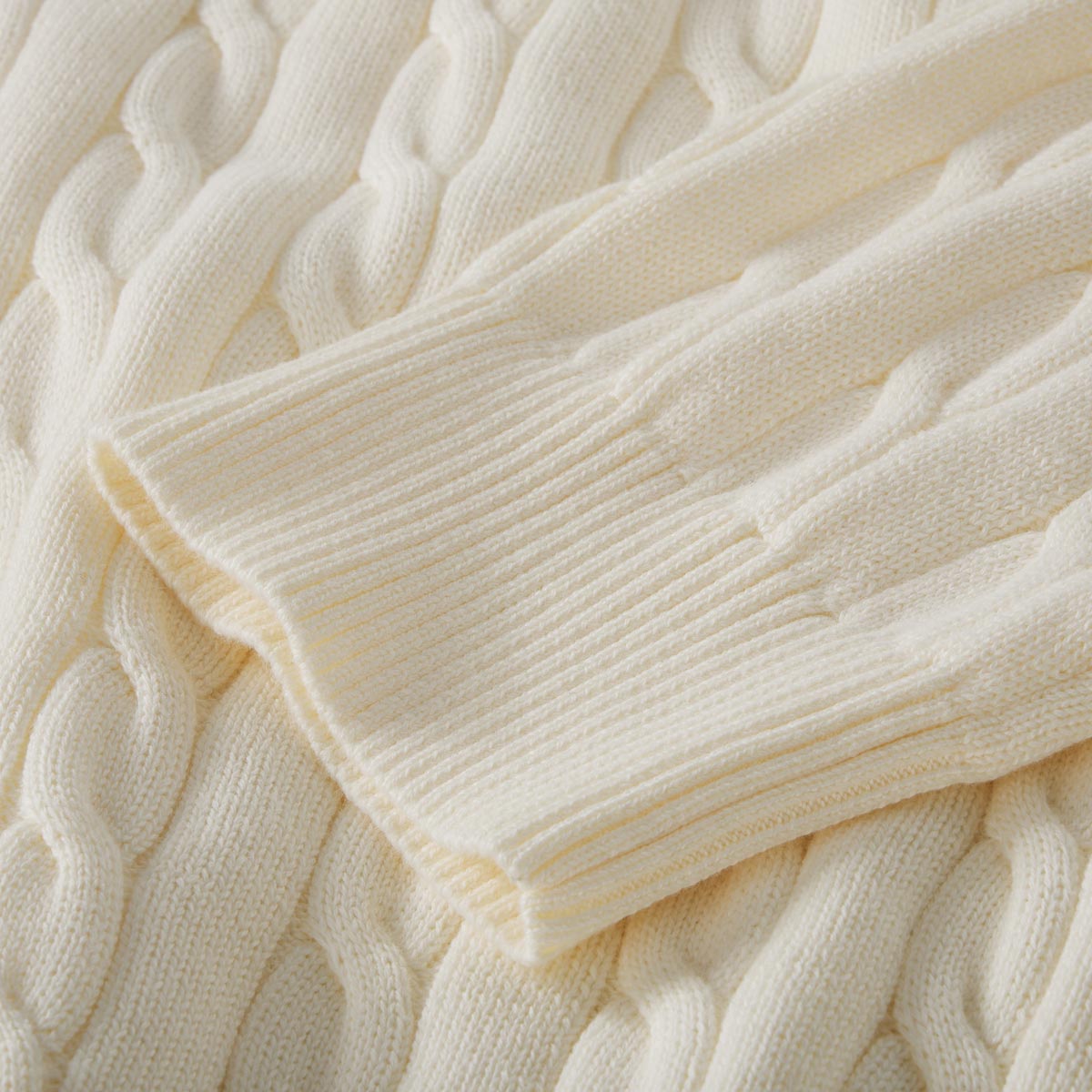 Gant Zopfstrickpullover aus Baumwolle creme