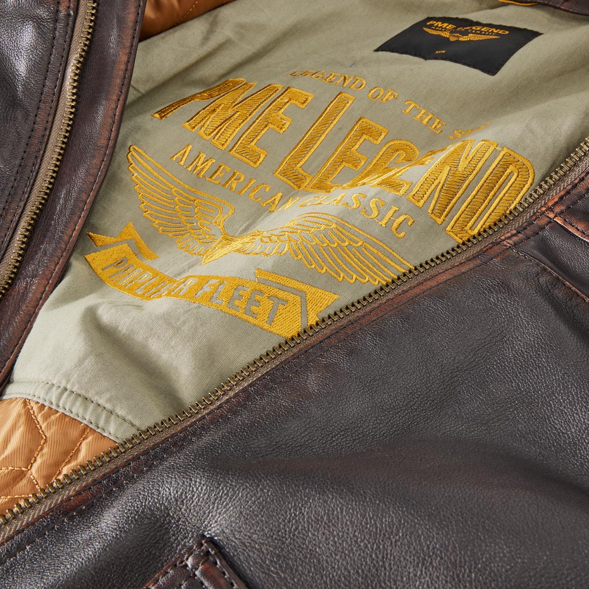 PME LEGEND Lederblouson im Aviator-Stil braun