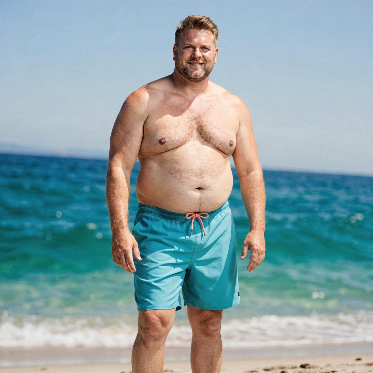 Pfundskerl Elastische Badeshorts für optimale Beweglichkeit hellblau