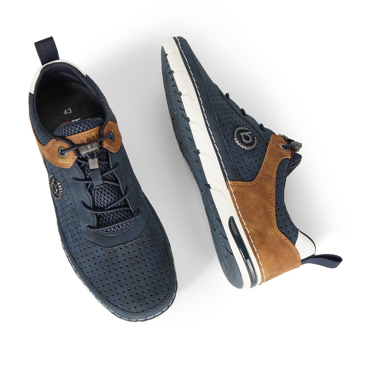 bugatti Sneaker mit elastischen Schnürsenkeln dunkelblau