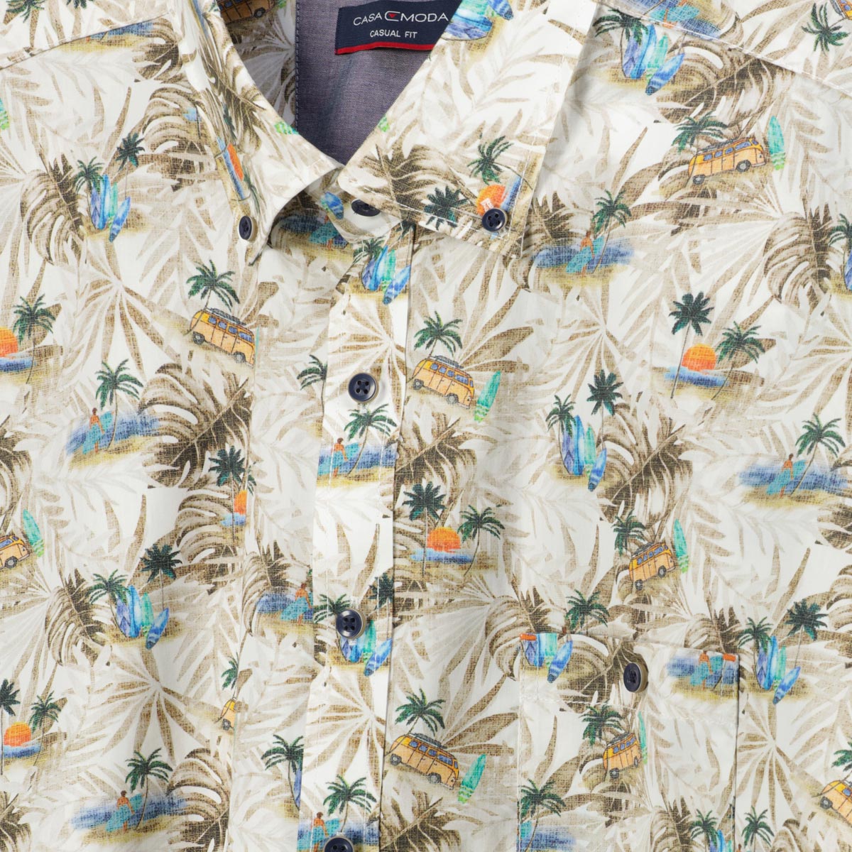 CASA MODA Freizeithemd mit Allover-Muster, Short Style beige