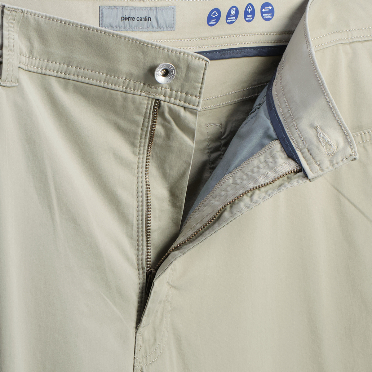 Pierre Cardin Baumwollhose „Lyon“ mit Stretch, Slim Fit beige