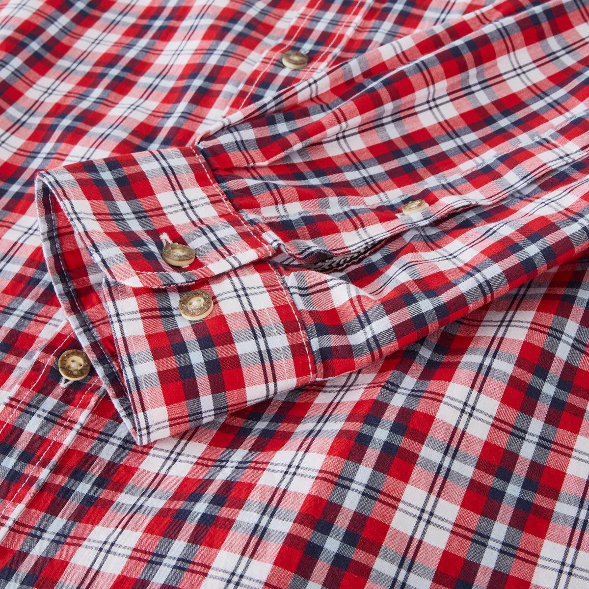 Pfundskerl Trachtenhemd mit Krempelärmeln blau/rot