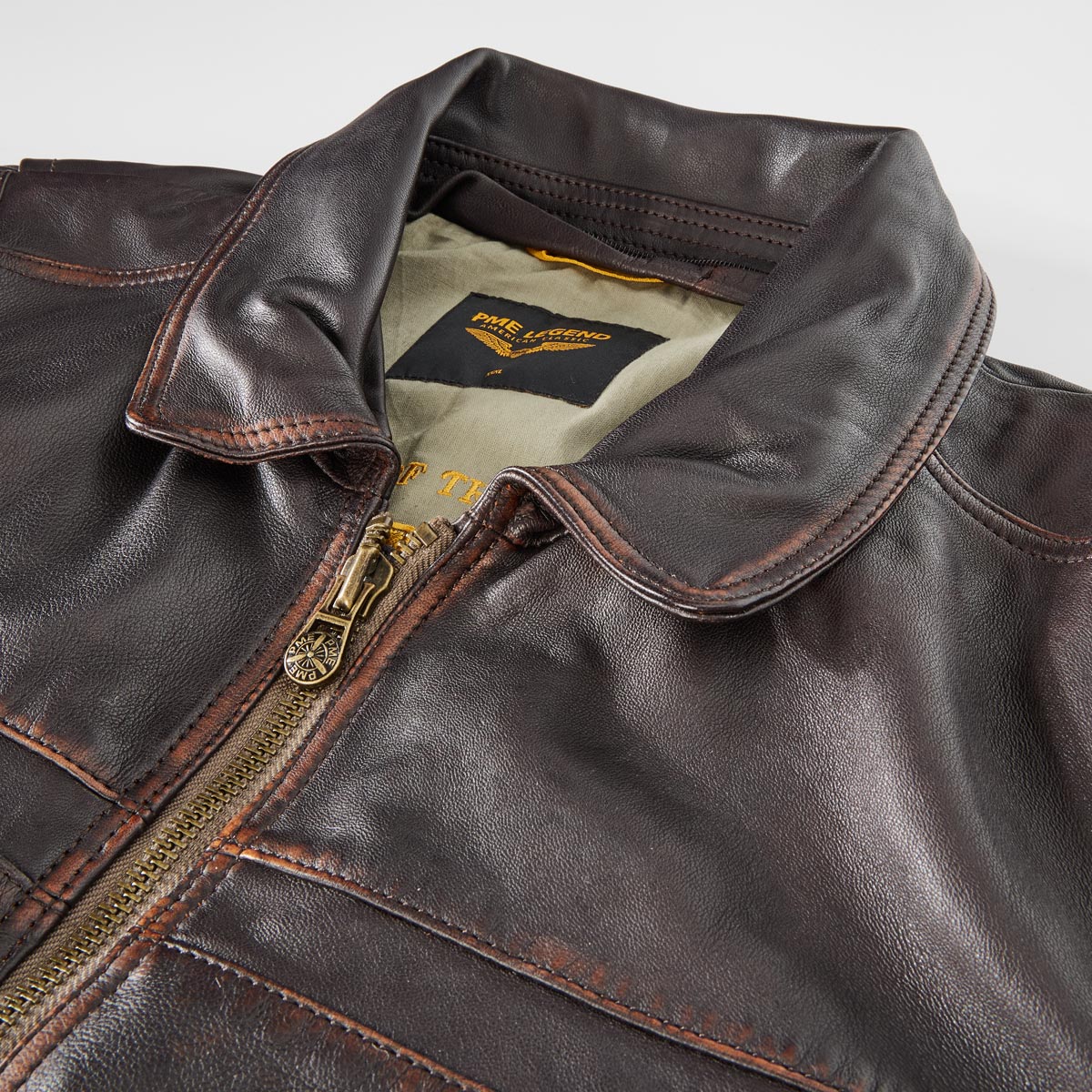 PME LEGEND Lederblouson im Aviator-Stil braun