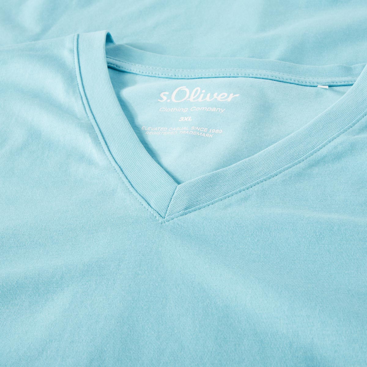 s.Oliver Basic-T-Shirt mit V-Ausschnitt Farbe türkis Größe: 4XL günstig online kaufen