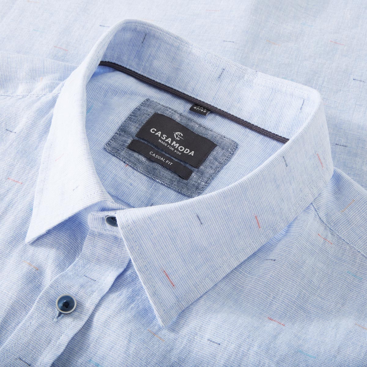 CASA MODA Freizeithemd mit Leinen blau