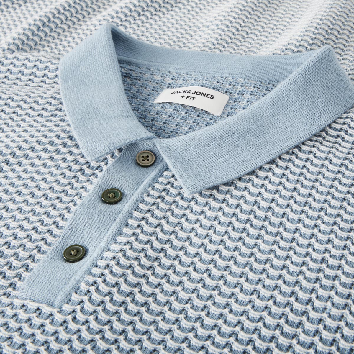 Jack&Jones Strick-Poloshirt aus Biobaumwolle blau