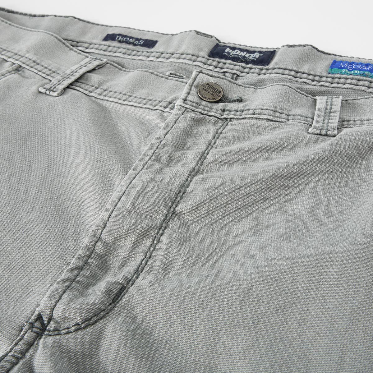 Pioneer Stretch-Baumwollhose "Thomas", Regular Fit grau