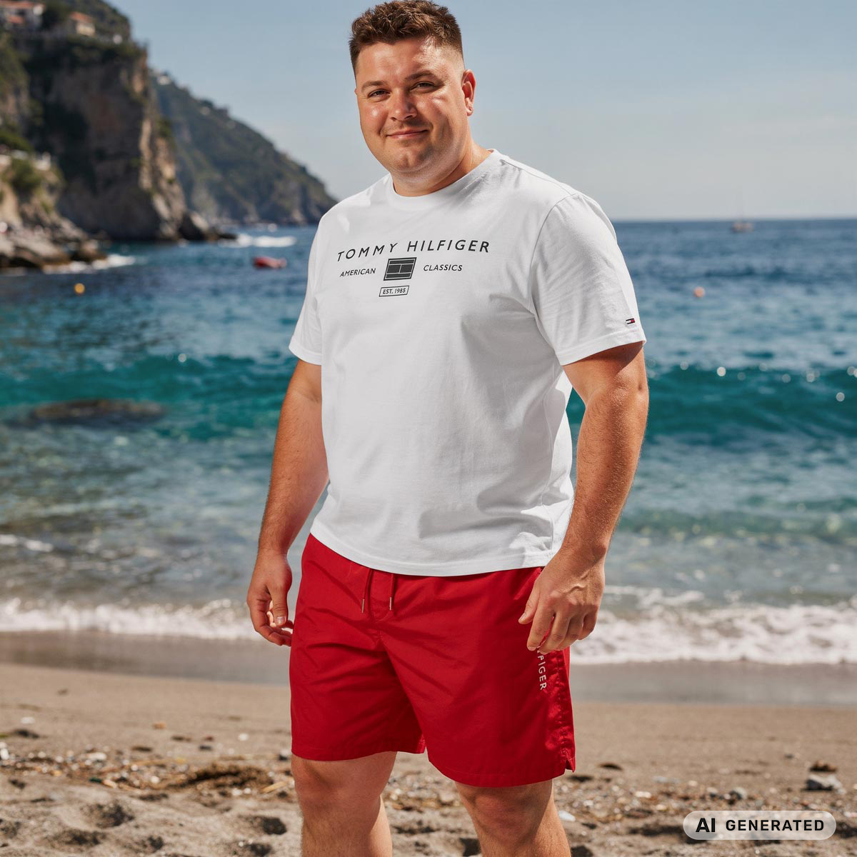 Tommy Hilfiger Badeshorts mit Meshfutter, schnelltrocknend rot