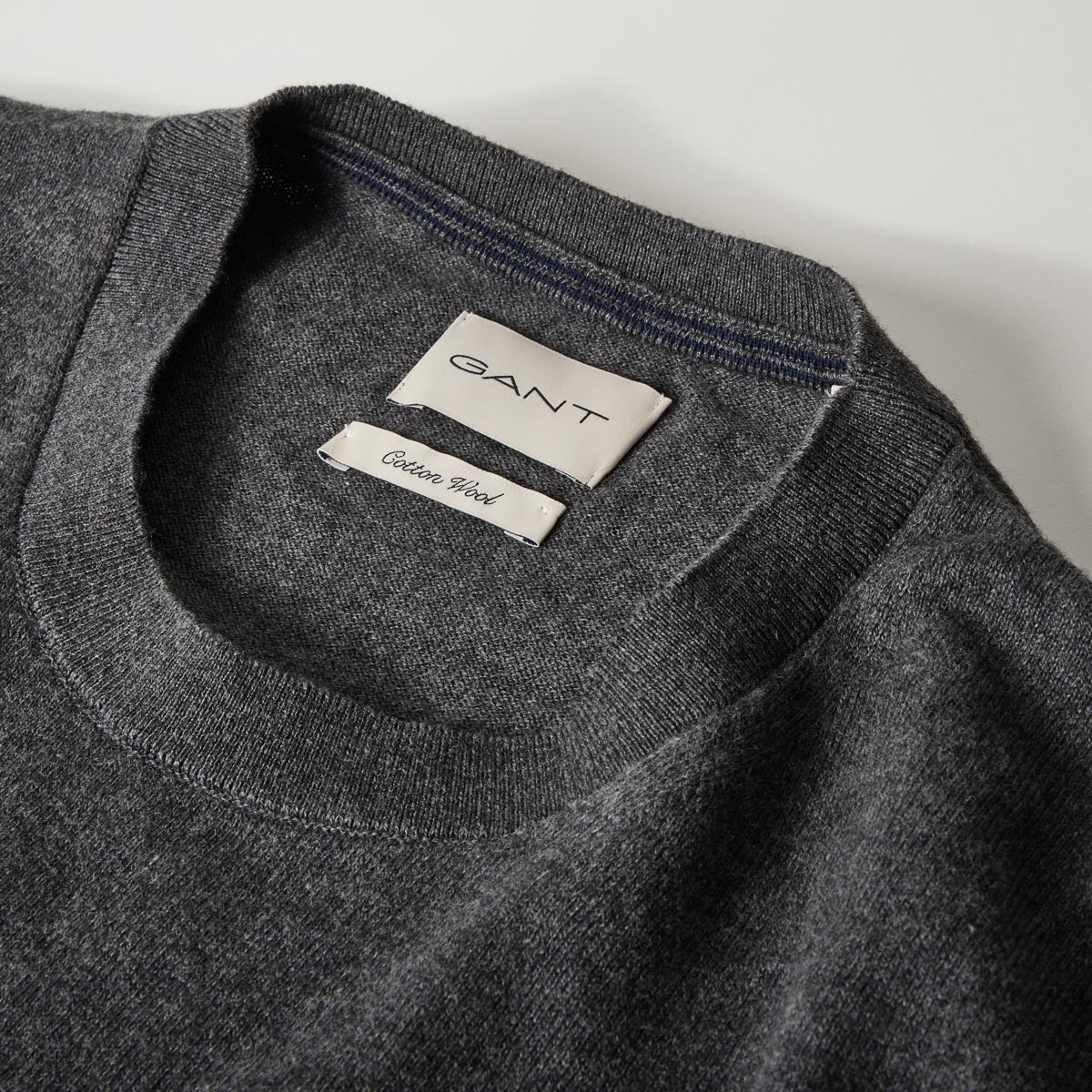 Gant Strickpullover mit Wolle dunkelgrau