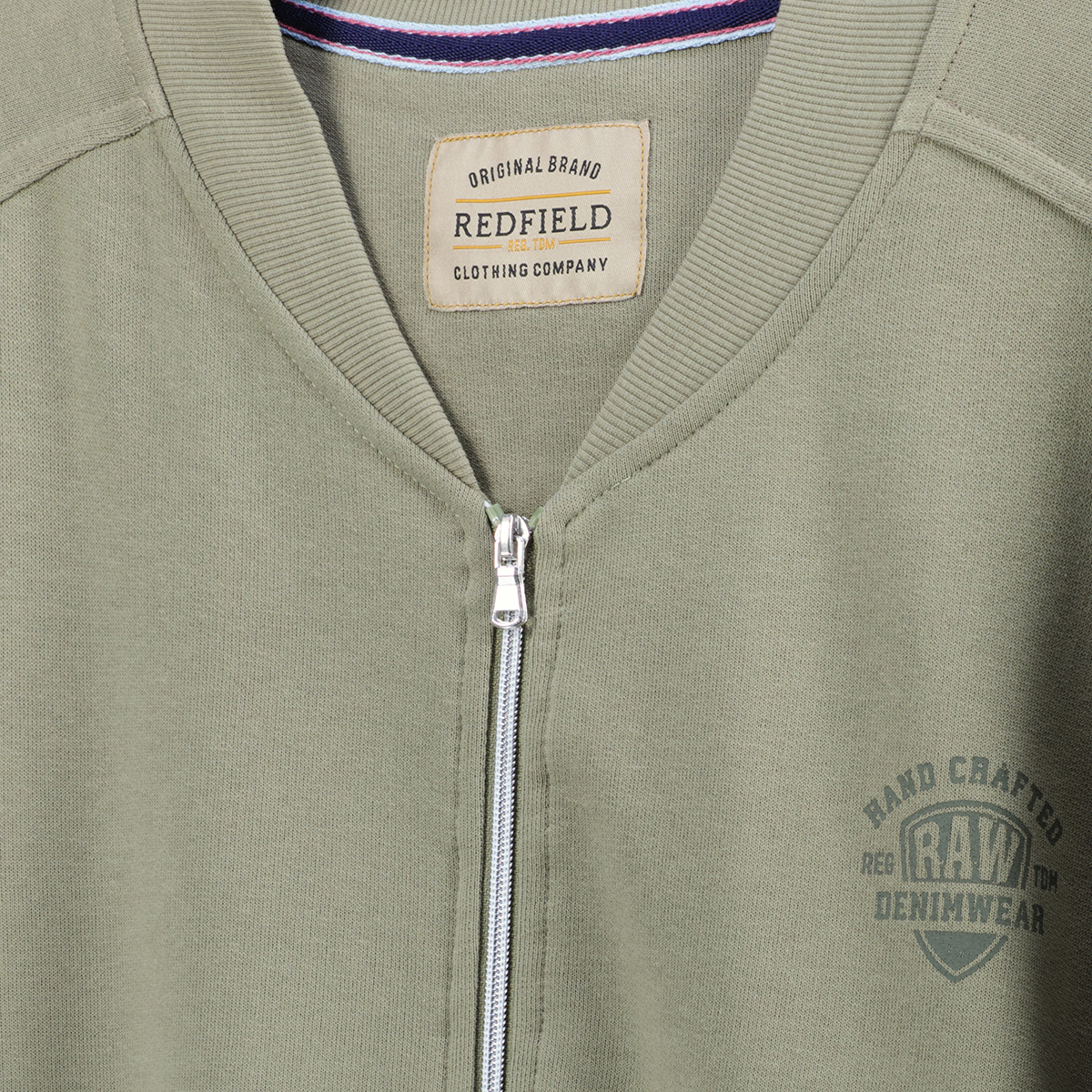 Redfield Sweatjacke mit Blousonkragen oliv