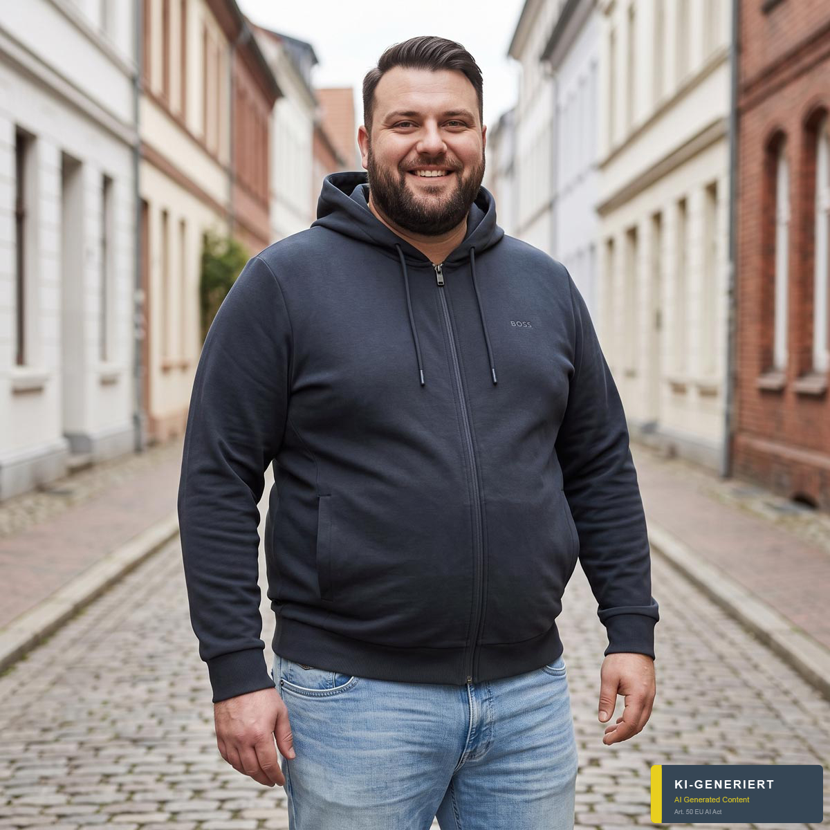 BOSS Sweatjacke mit Stretch dunkelblau