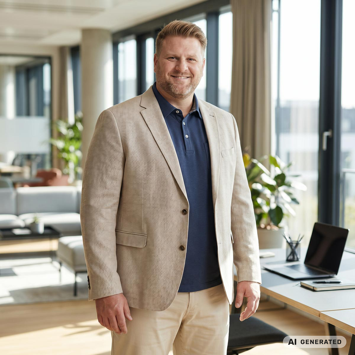 Weis Freizeitsakko mit Leinen beige
