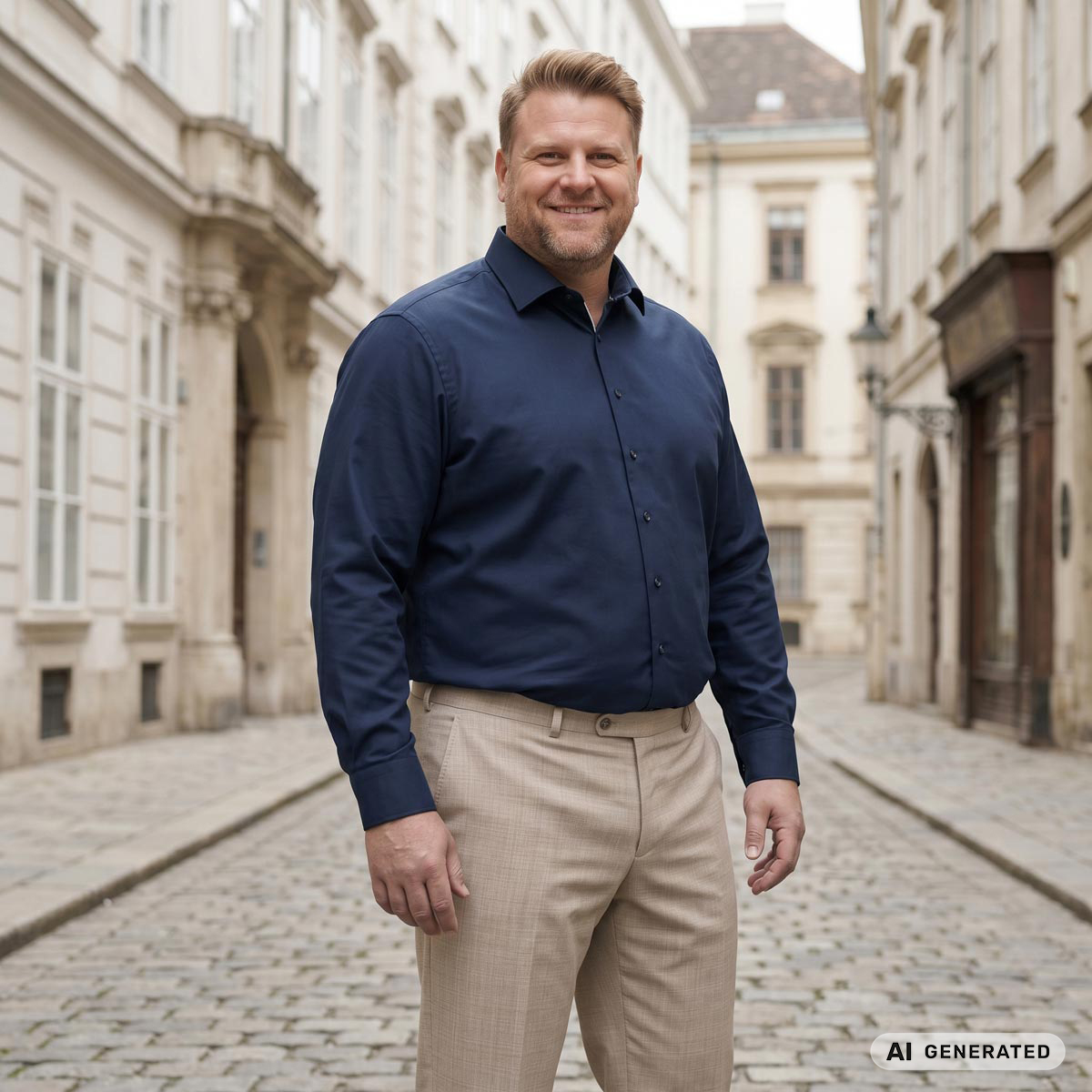VENTI Businesshemd aus Stretch-Jersey blau
