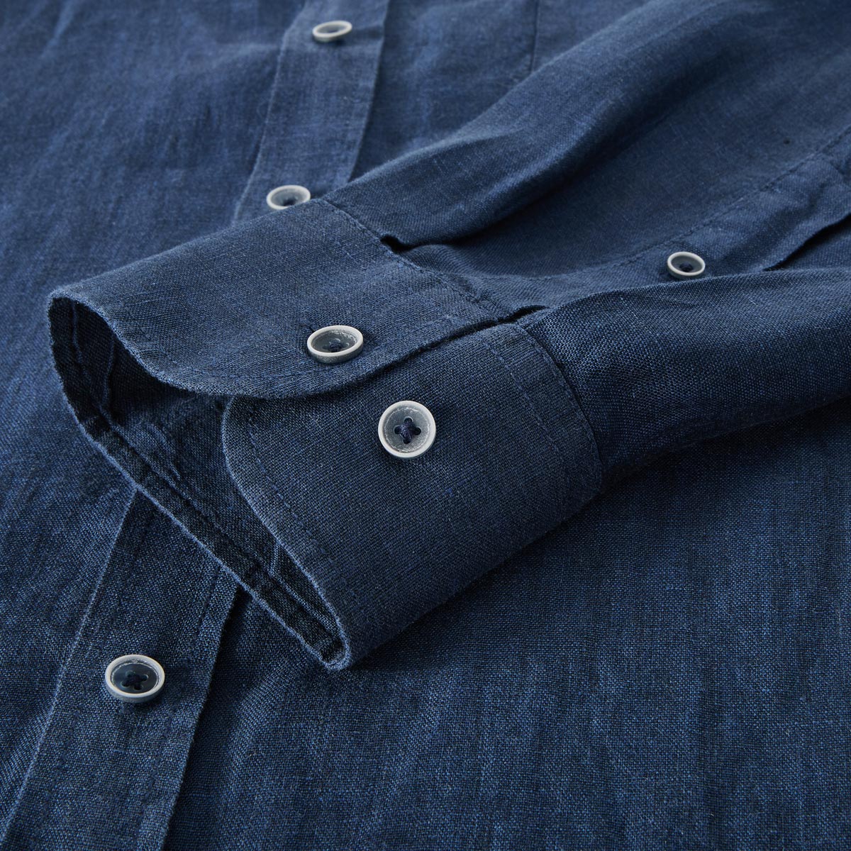 CASA MODA Freizeithemd aus Leinen blau