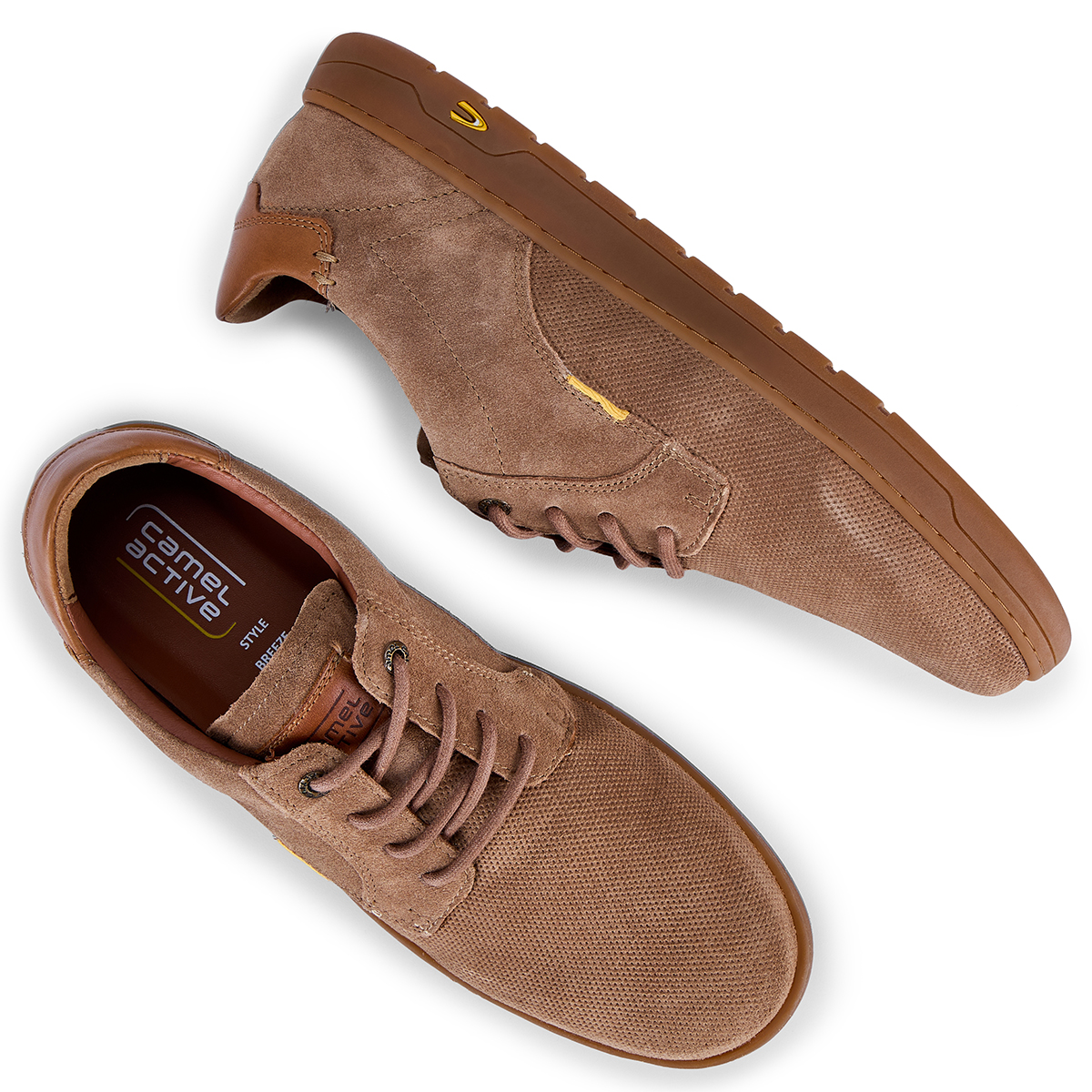 camel active Schnürschuh aus Veloursleder beige