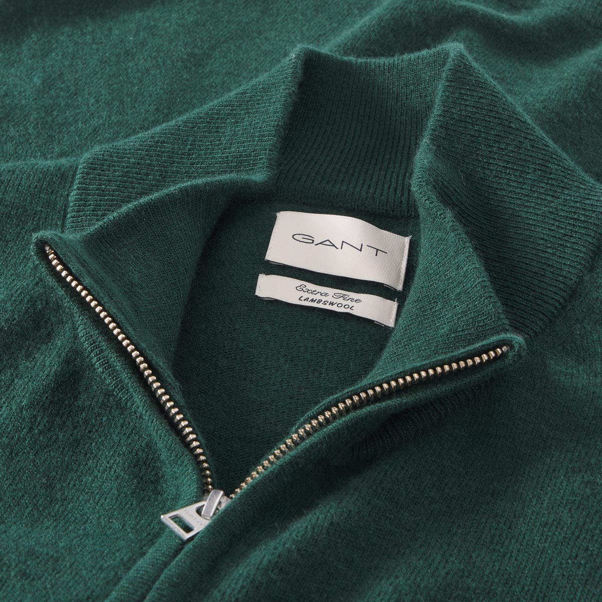 Gant Feinstrickjacke mit Lammwolle dunkelgrün