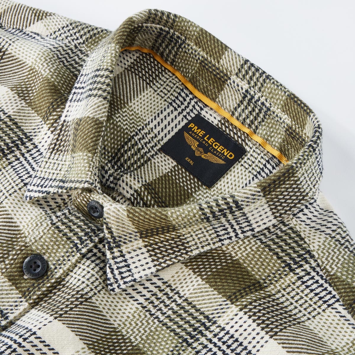 PME LEGEND Flanellhemd mit Biobaumwolle oliv