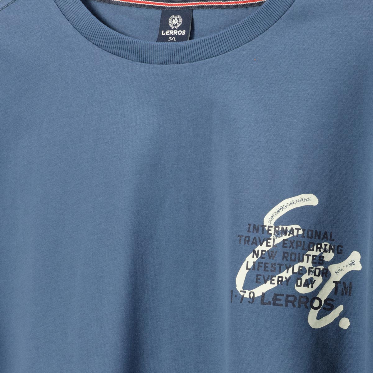 Lerros T-Shirt mit Label-Print hellblau