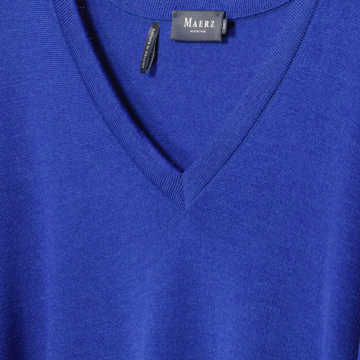 MAERZ MUENCHEN Feinstrickpullover aus Merinowolle kornblau