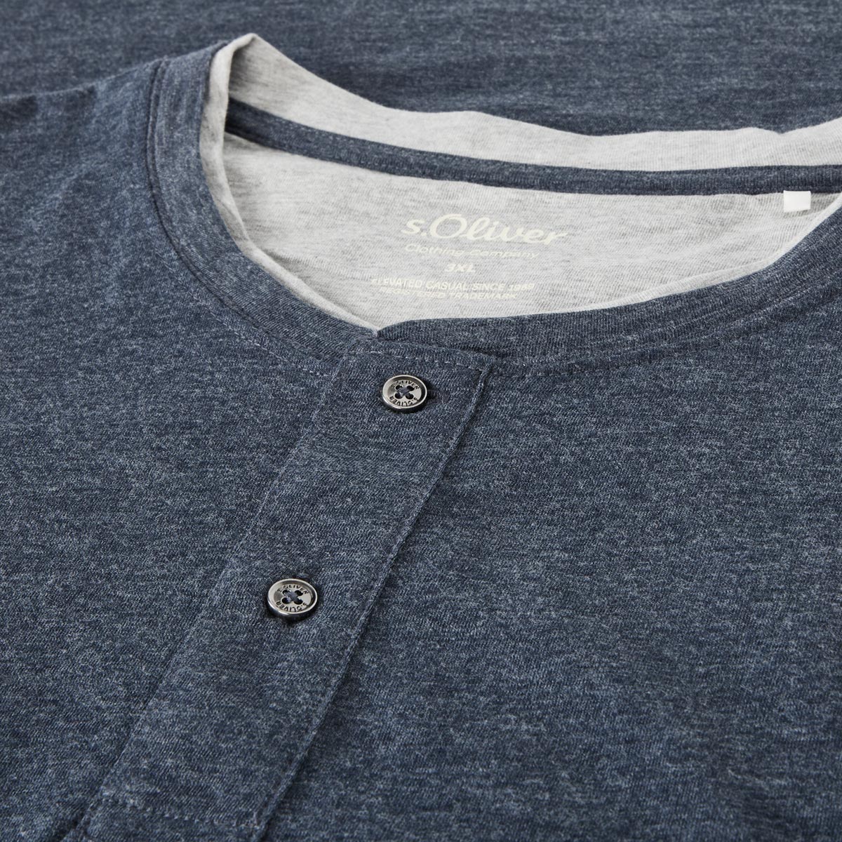 s.Oliver T-Shirt mit Serafinokragen Farbe blau Größe: 4XL günstig online kaufen