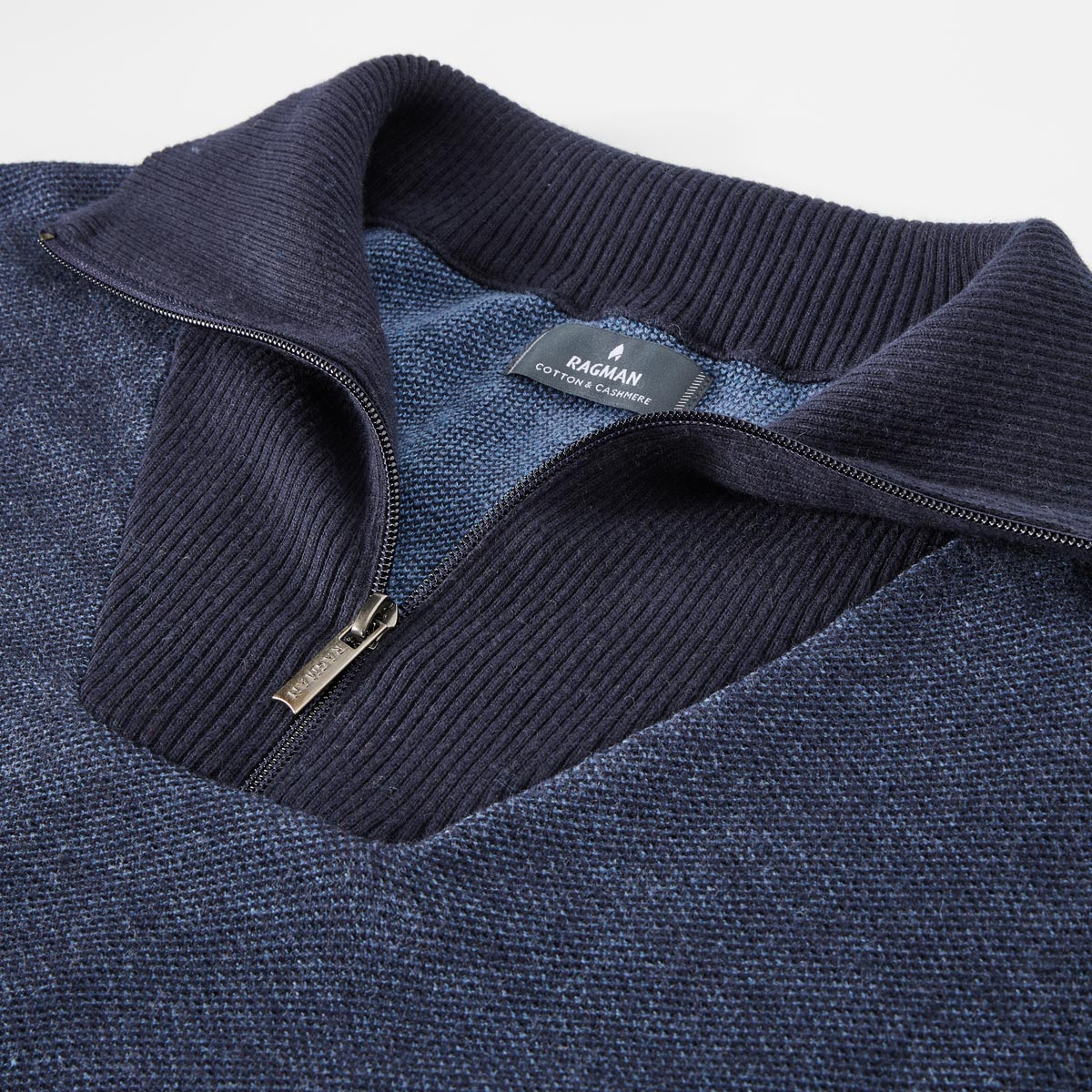 RAGMAN Strickpullover mit Troyerkragen marine