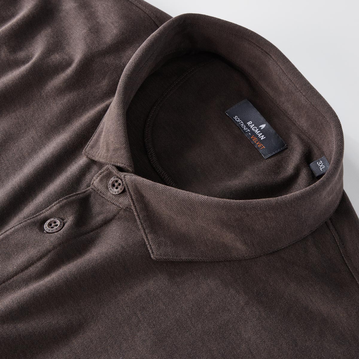 RAGMAN Poloshirt in Melange-Optik braun