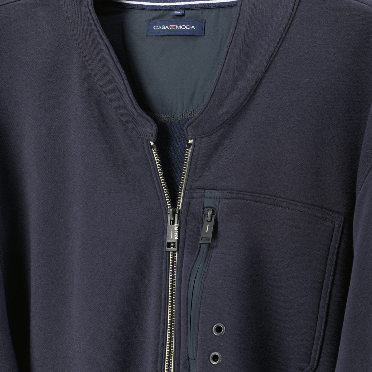 CASA MODA Sweatjacke mit Blousonkragen dunkelblau