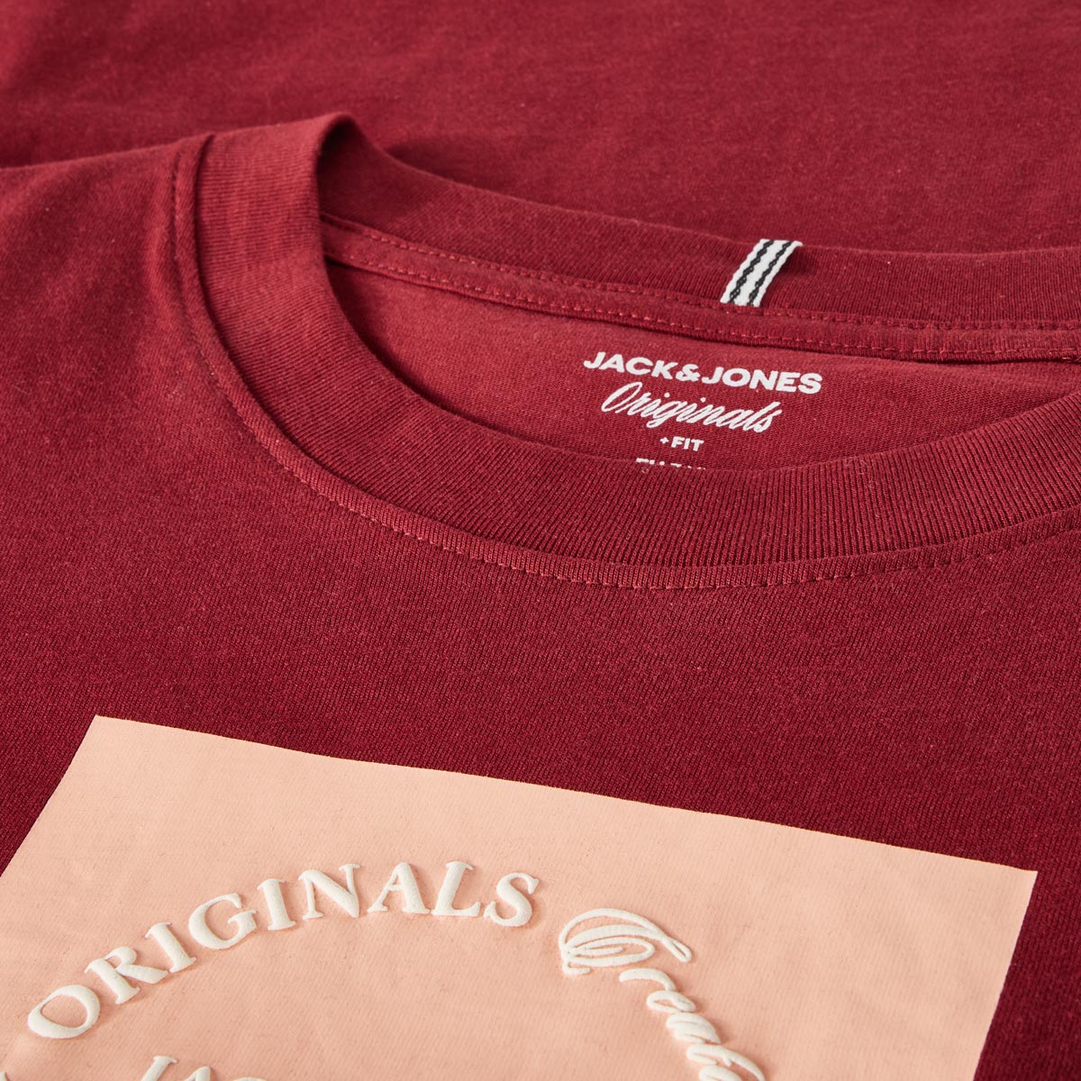 Jack&Jones T-Shirt mit Label-Print Farbe dunkelrot Größe: 3XL günstig online kaufen