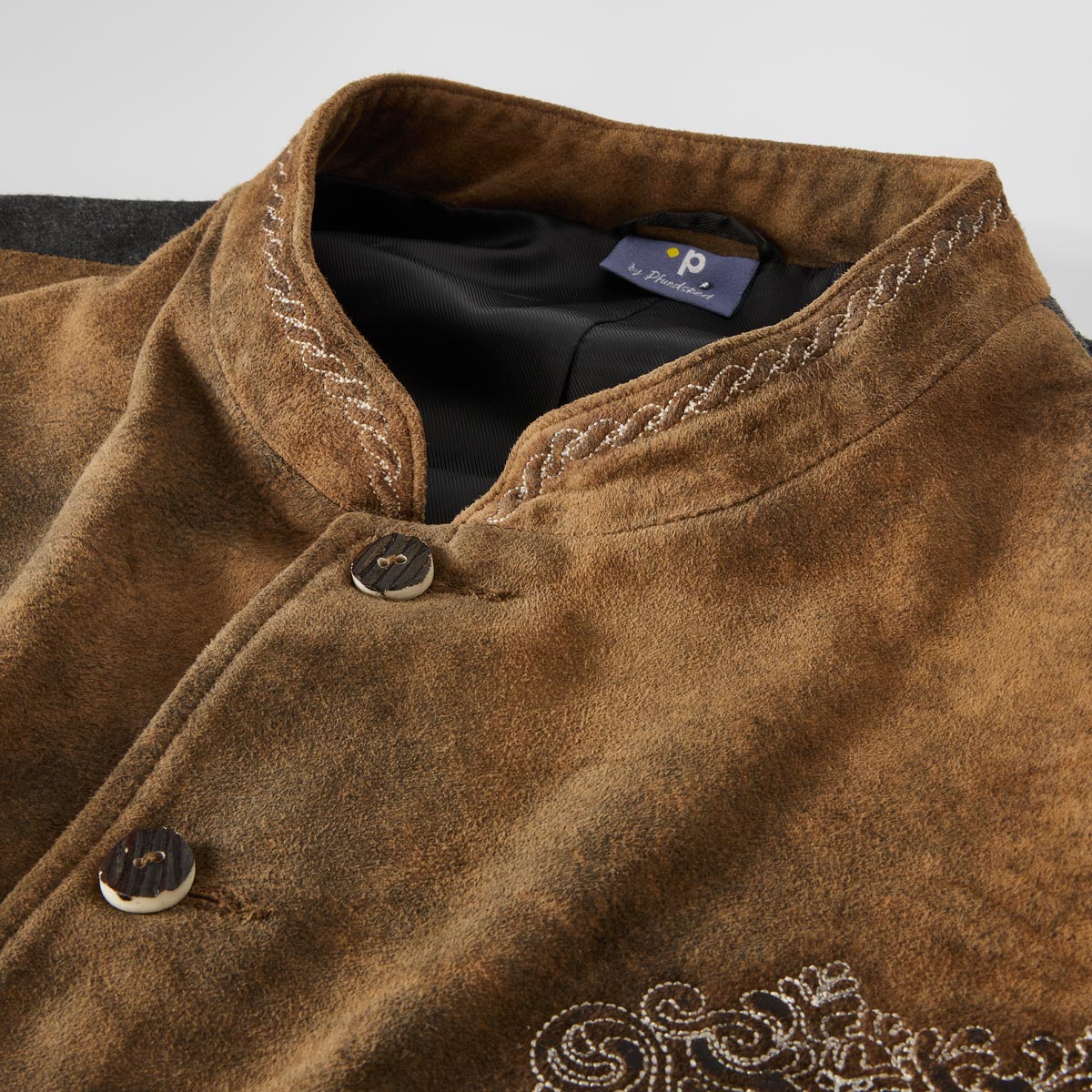 Pfundskerl Trachtenweste aus Ziegenvelour beige