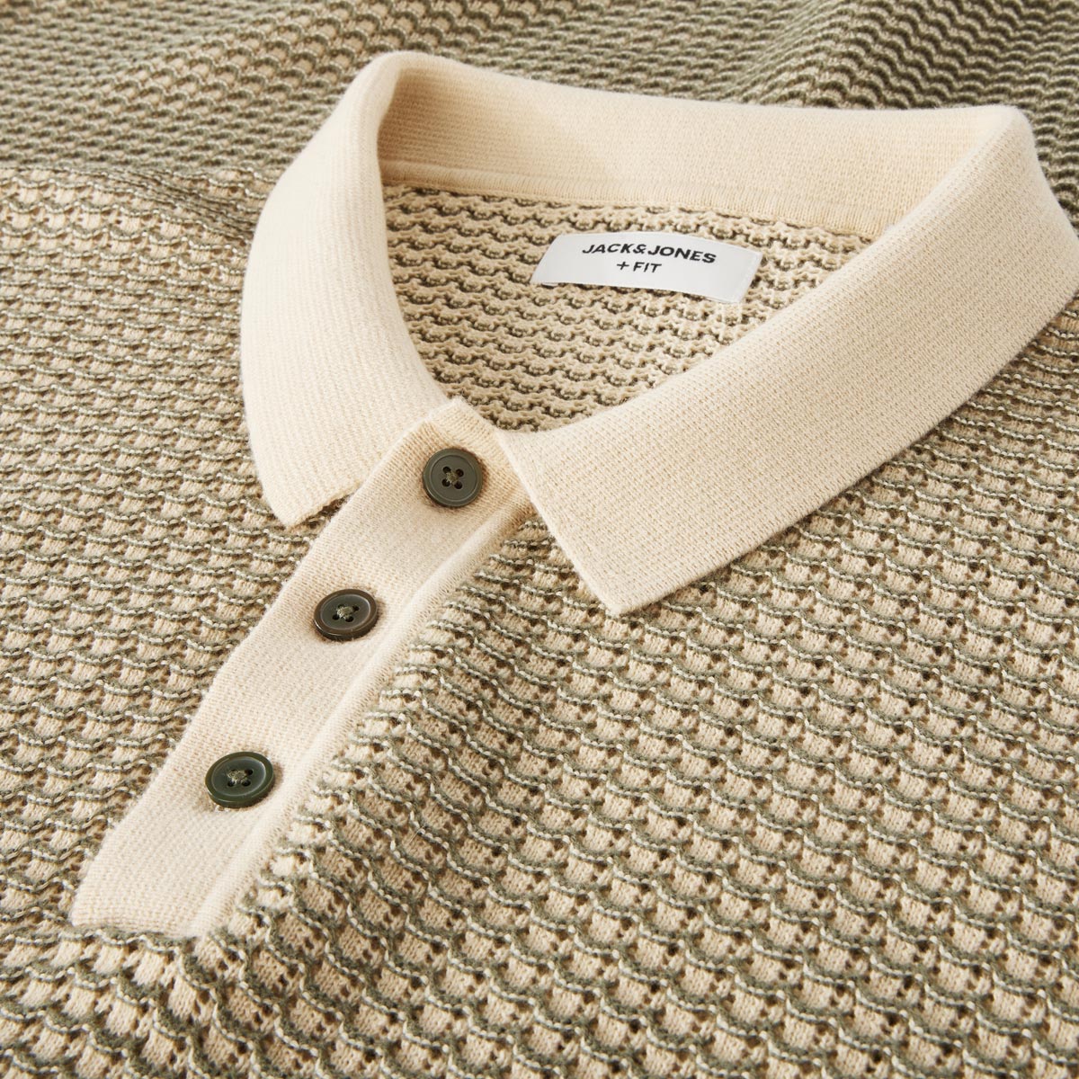 Jack&Jones Strick-Poloshirt aus Biobaumwolle oliv