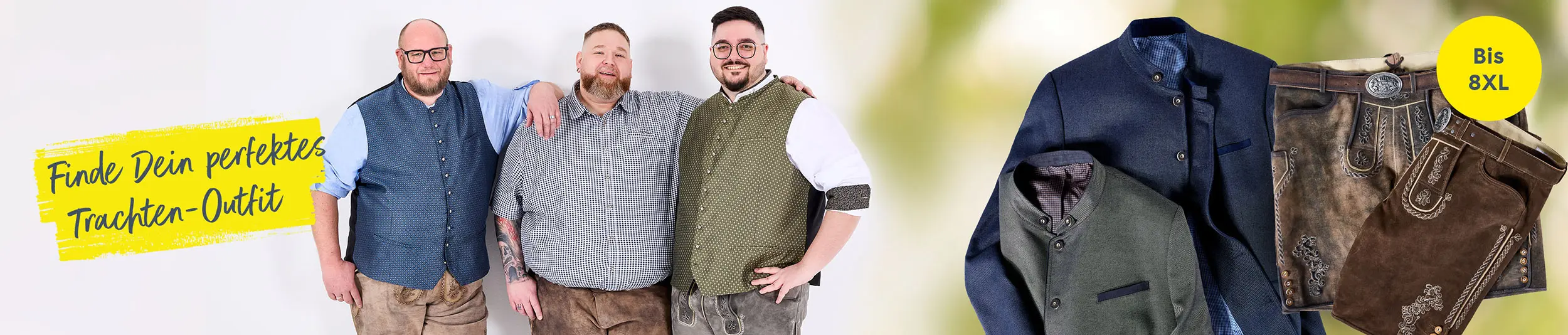 Moderne Trachtenmode für Herren in großen Größen bis 8XL mit perfekter Passform