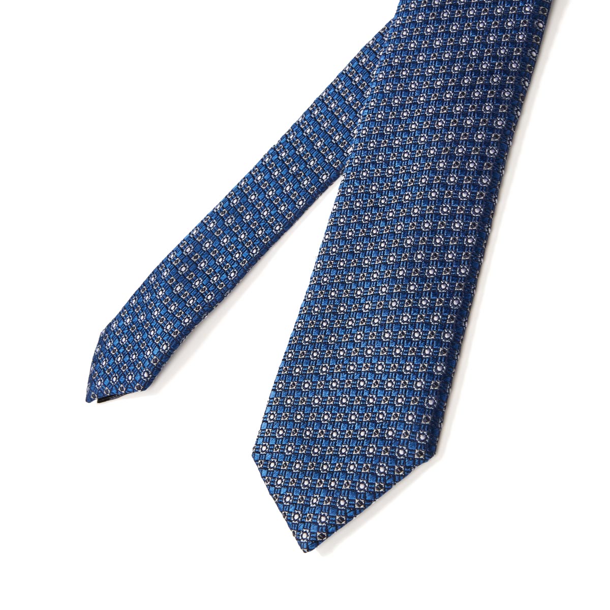 Pfundskerl Extralange Seidenkrawatte mit Webmuster blau