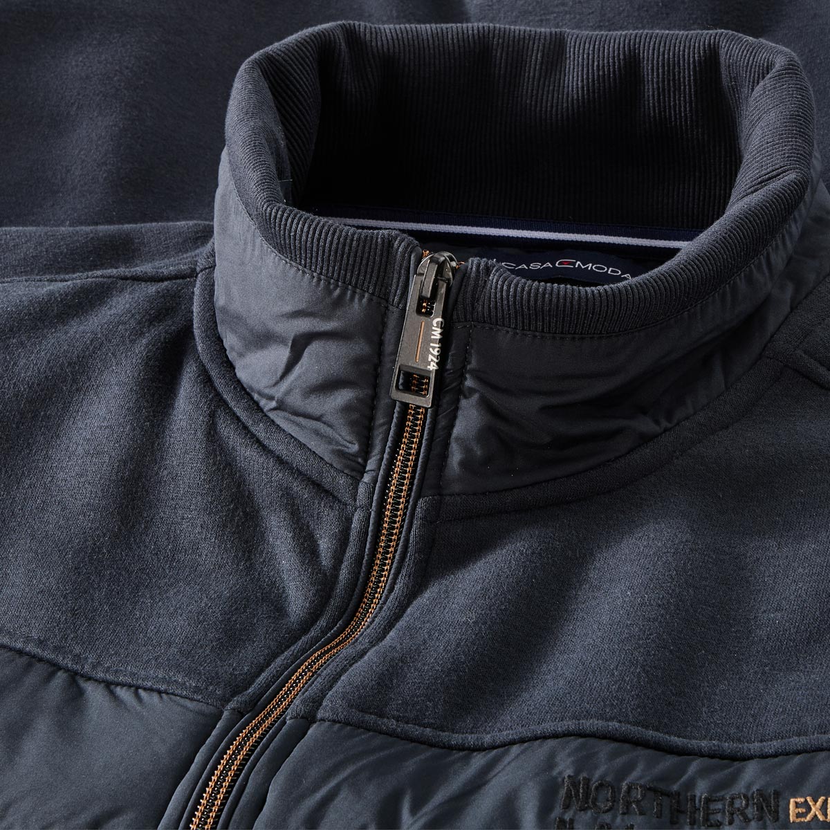 CASA MODA Sweatjacke mit Steppbesatz marine