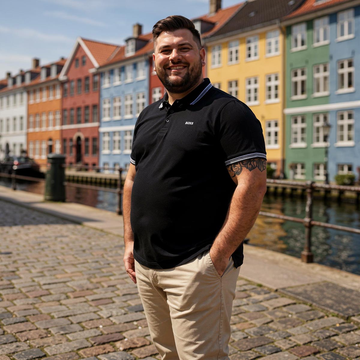 BOSS Poloshirt mit Kontrastdetails schwarz