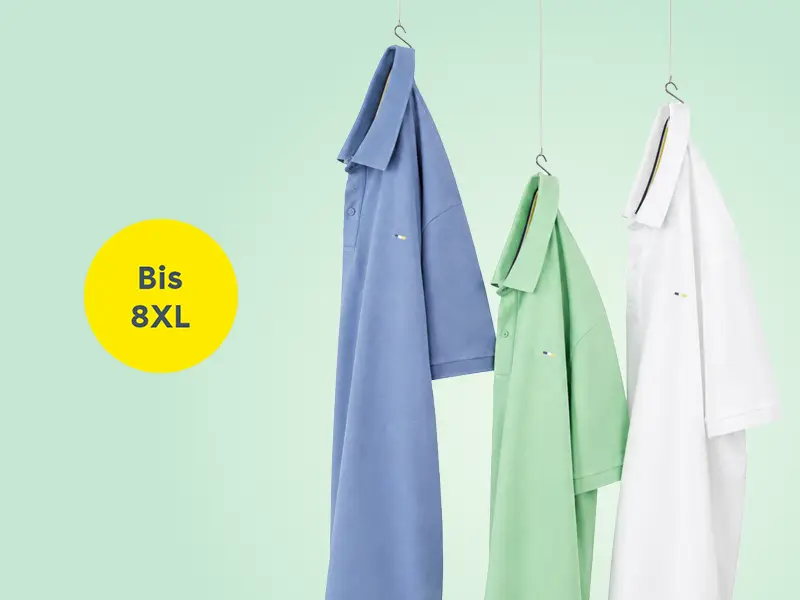 Poloshirts in Blau, Grün und Weiß in großen Größen bis 8XL für Herren mit bequemem Sommerstil