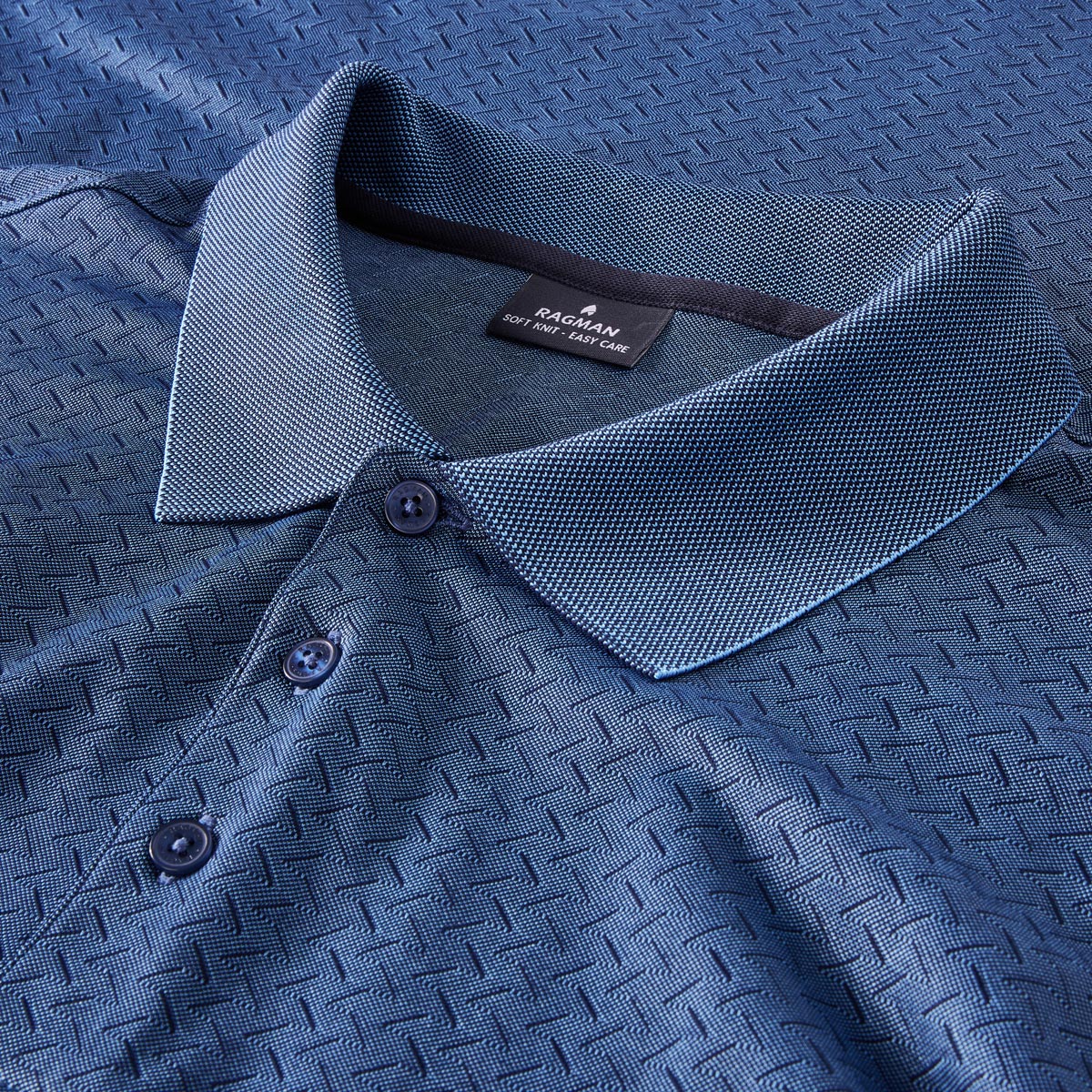 RAGMAN Poloshirt "Soft Knit", bügelleicht blau