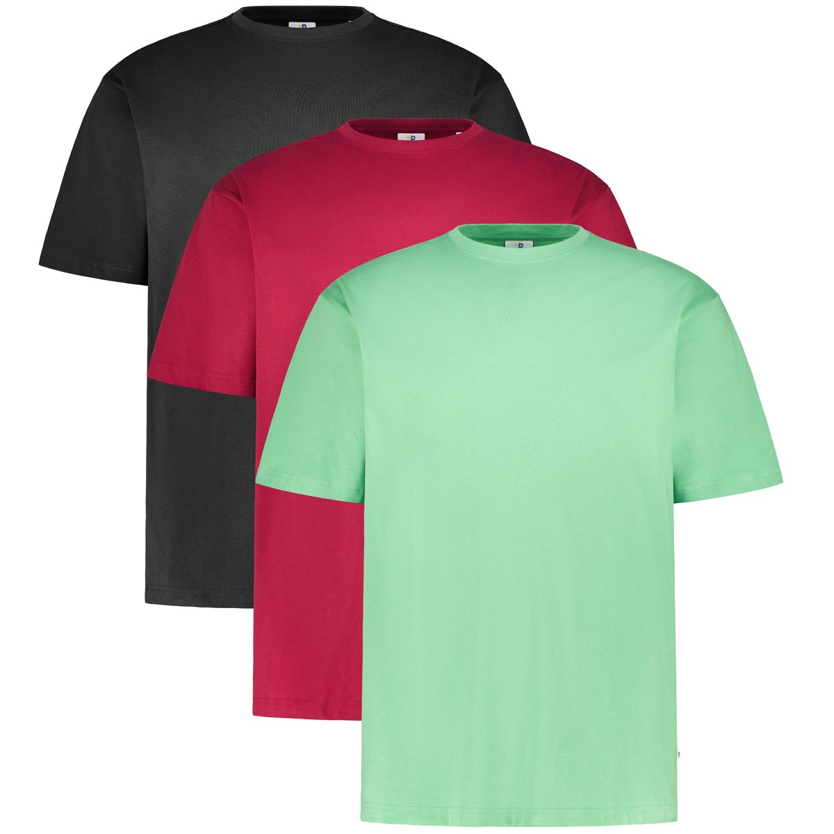 Pfundskerl 3er-Pack Basic-T-Shirt, Rundhals Farbe schwarz/beere/mint Größe: günstig online kaufen