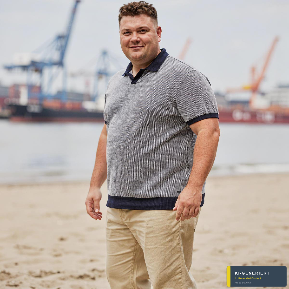 RAGMAN Strick-Poloshirt mit Kontrastdetails marine