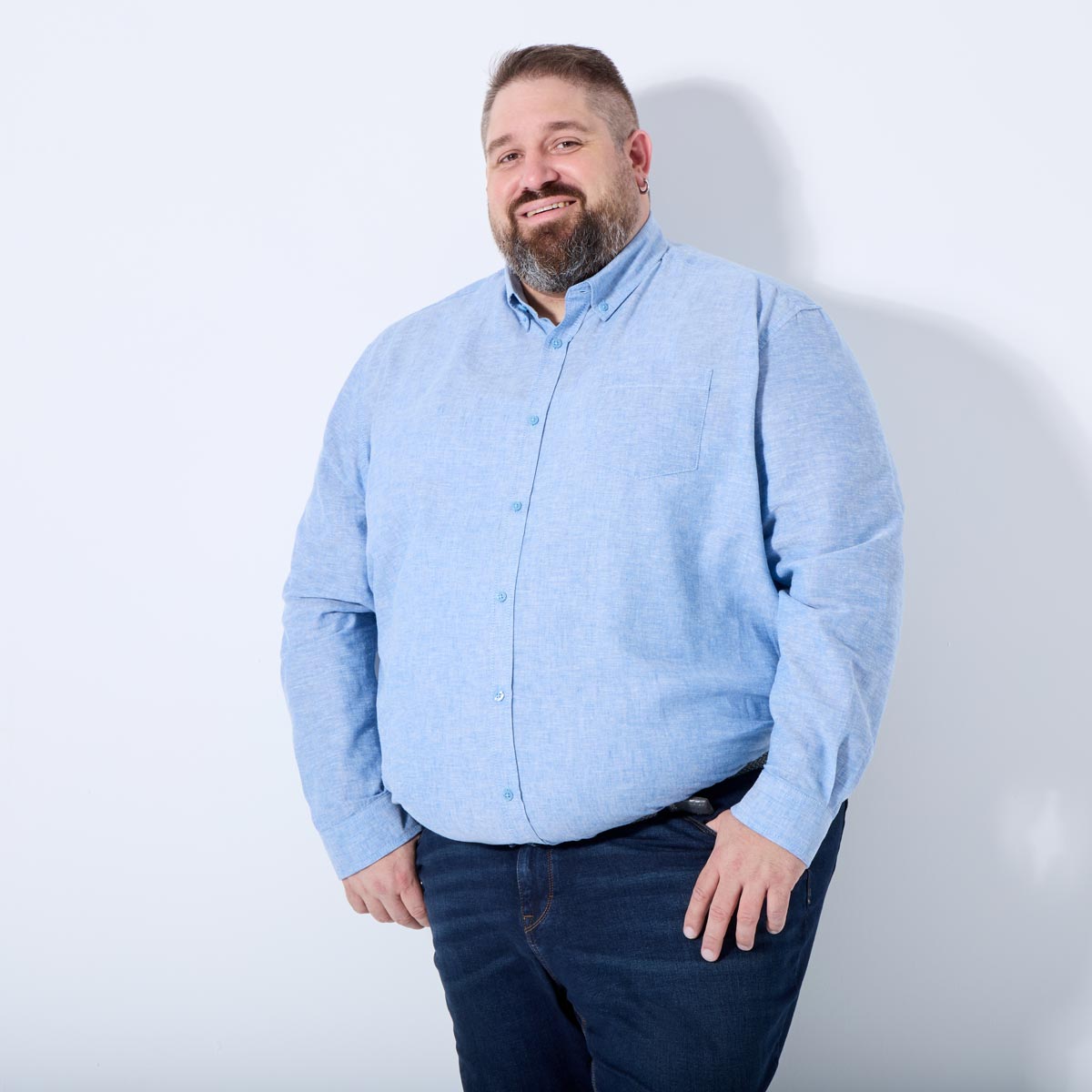 Pfundskerl Freizeithemd mit Leinen jeansblau