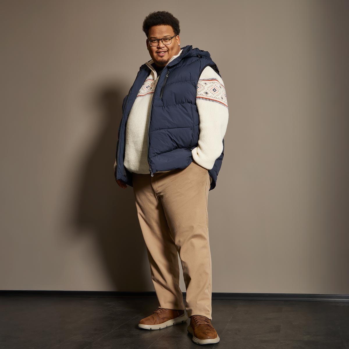 Blue Wave Wattierte Weste mit Kapuze, wind- und wasserabweisend marine