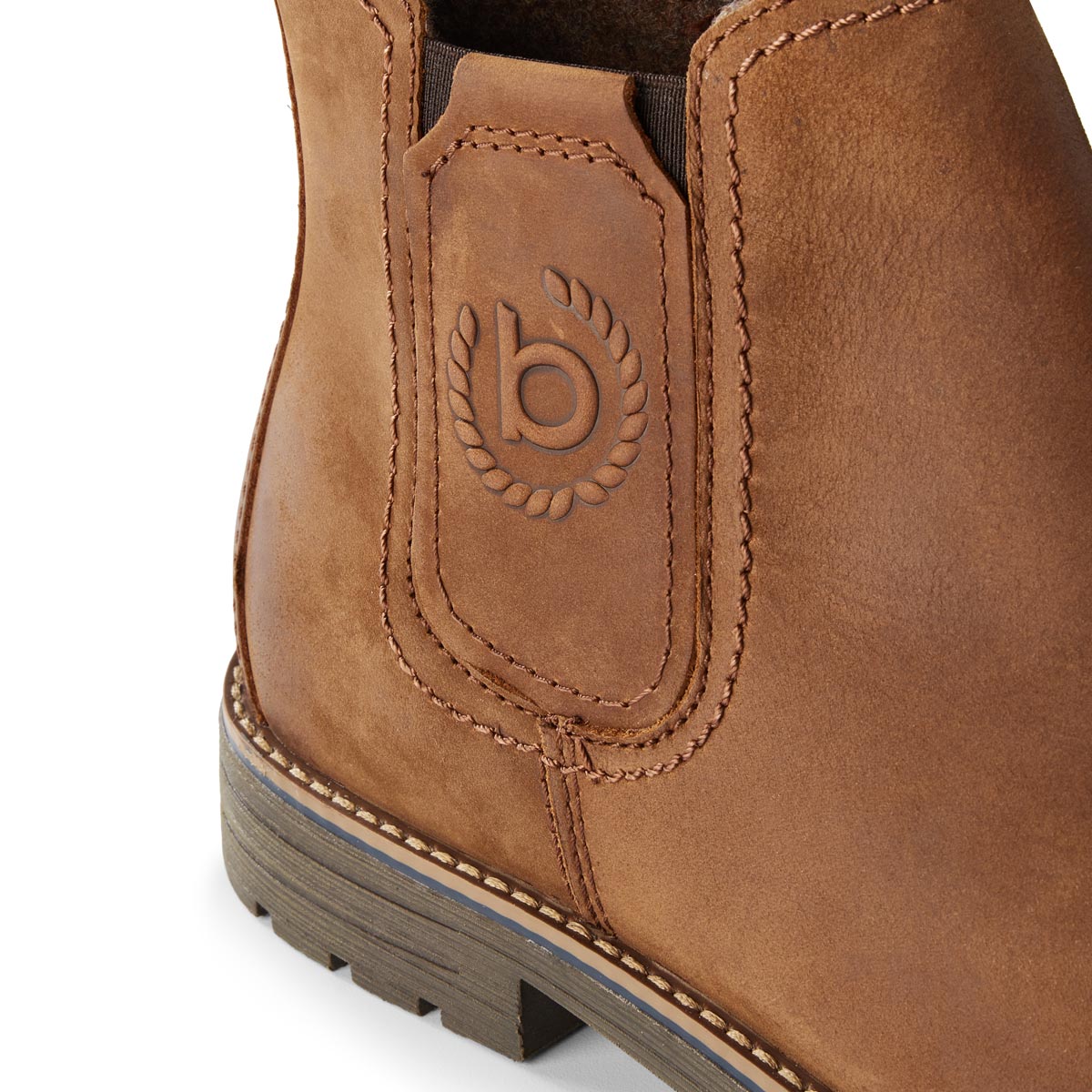bugatti Lederboots mit elastischem Gummizug cognac