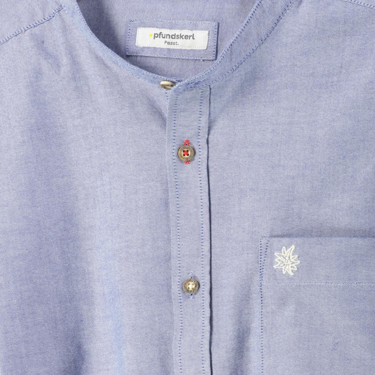 Pfundskerl Trachtenhemd mit Krempelärmeln blau/weiß