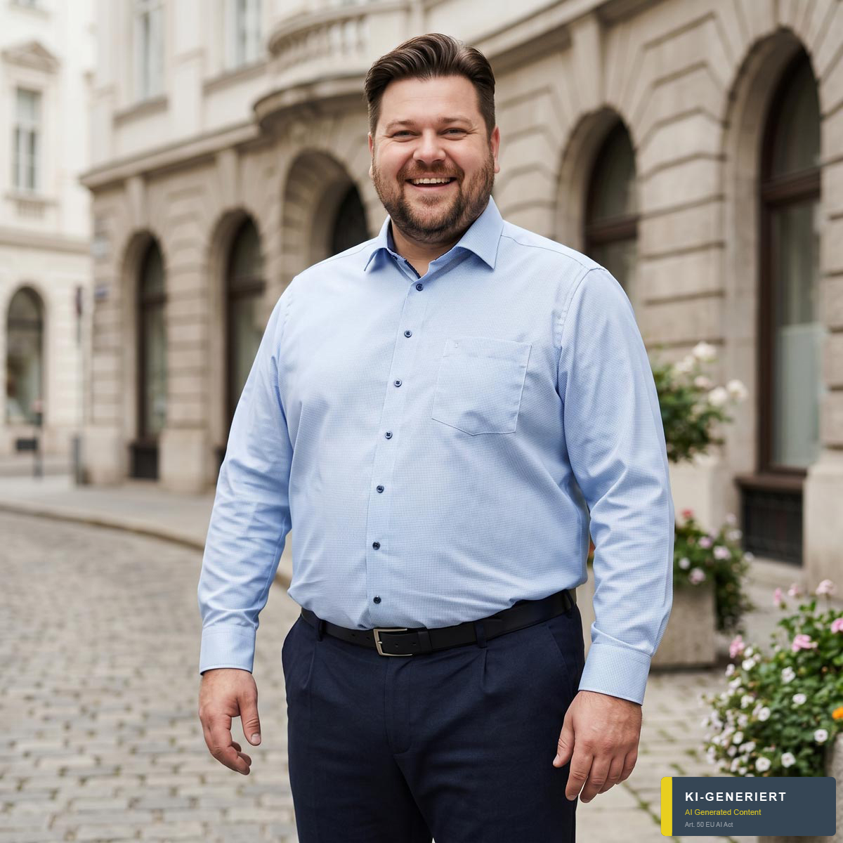 VENTI Businesshemd mit Allover-Muster blau