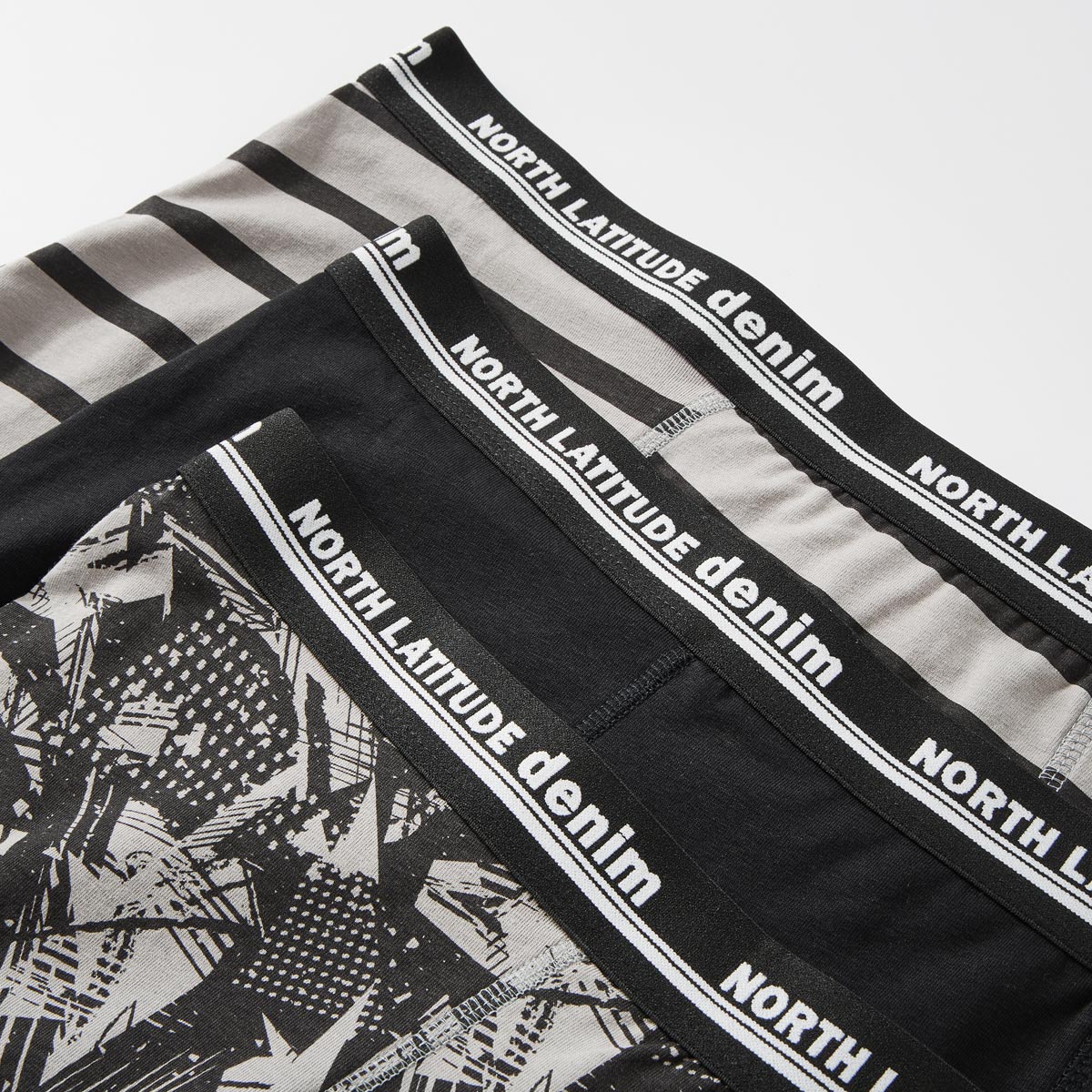 North 3er-Pack Pants mit Stretch grau