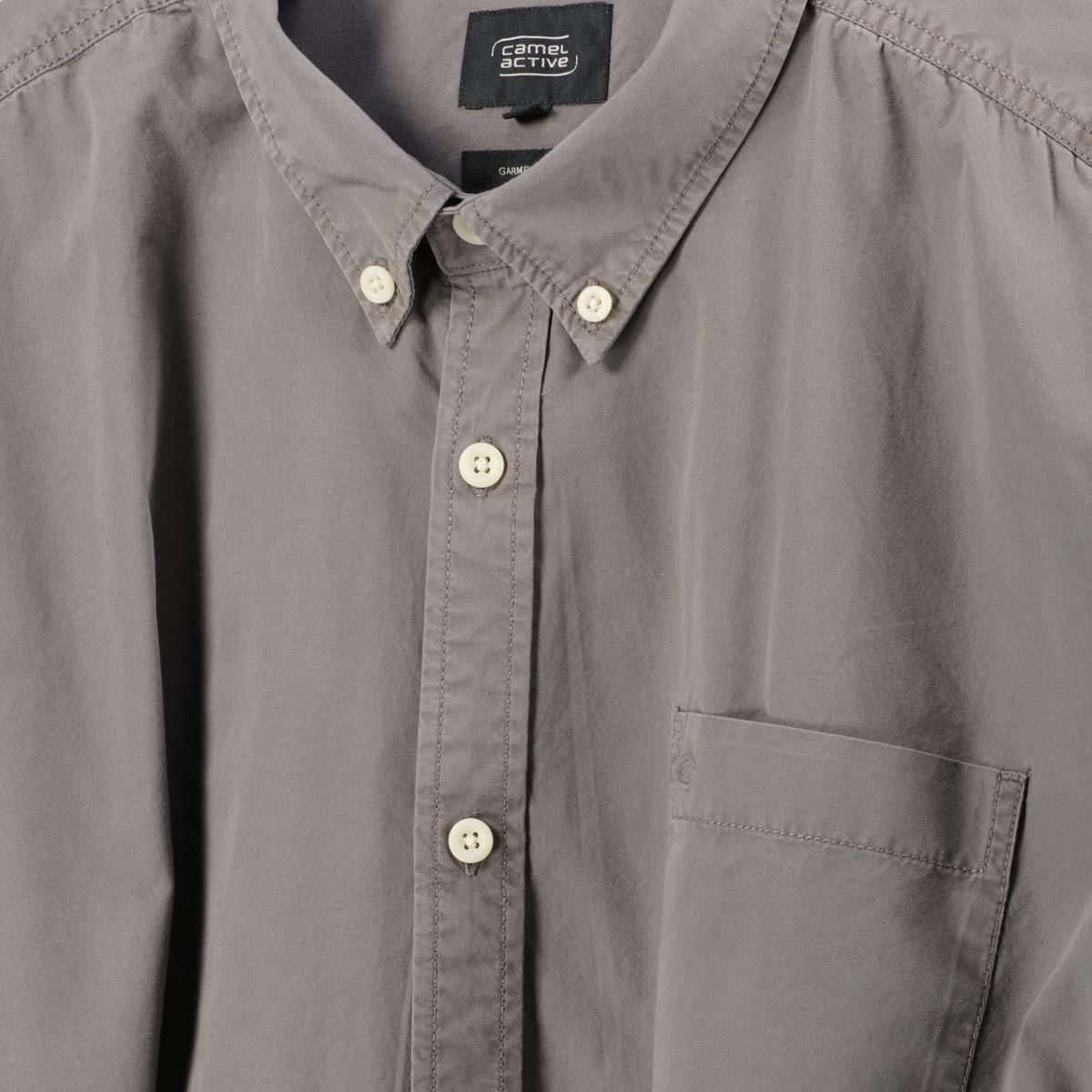 camel active Freizeithemd mit Garment-Dye-Färbung grau