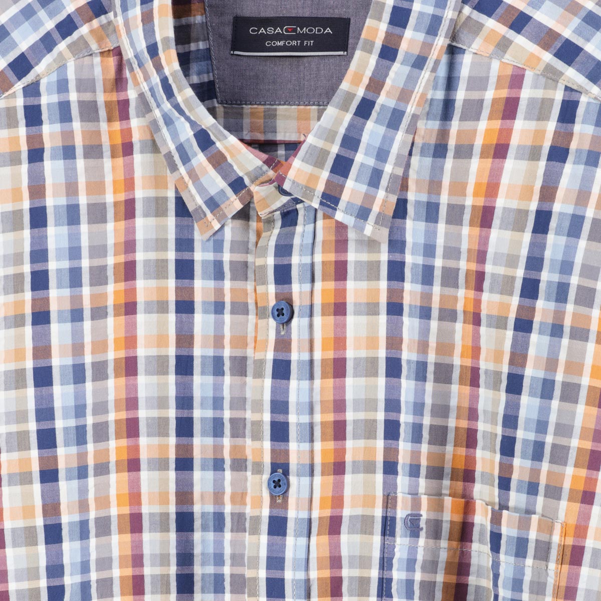 CASA MODA Freizeithemd in Seersucker-Qualität blau